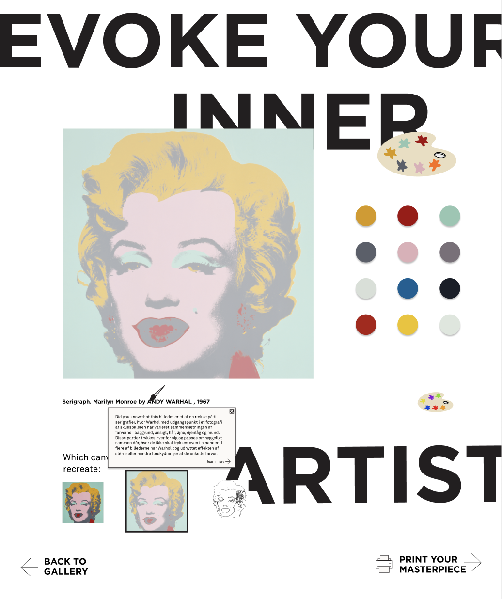 Figma screenshot of "Evoke Your Inner Artist" game